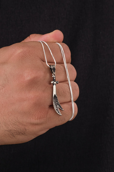 CAN SİLVER 925 Ayar Gümüş Zülfikar Kılıcı Gerçek Gümüş Erkek Kolye