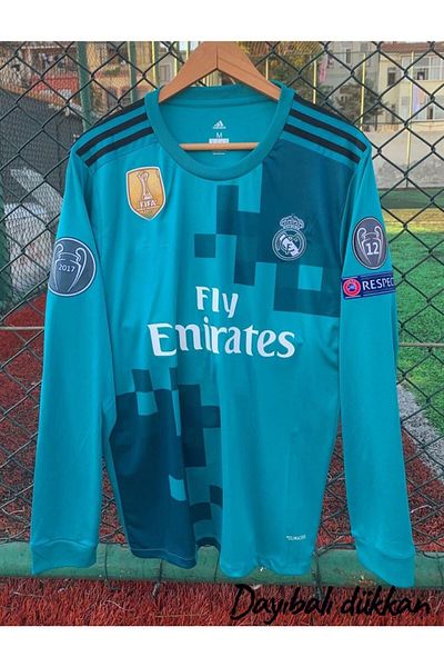 yenteks Real.Madrid.Ronaldo Turquoise 2018 Long Sleeve Away Adult Jersey