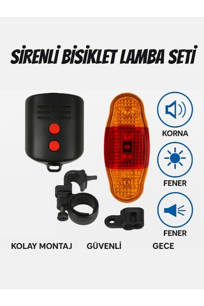 Trendpazarım Bisiklet Lambası Sirenli Fener | 3 Modlu Led Işık & Çok Tonlu Siren