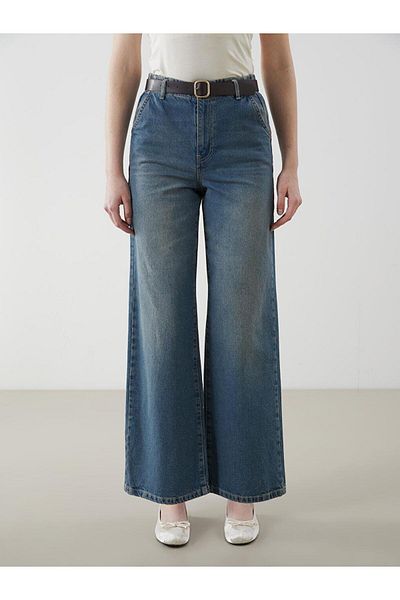 LC Waikiki Wideleg Women's Jean Trousers with Belt (S5)