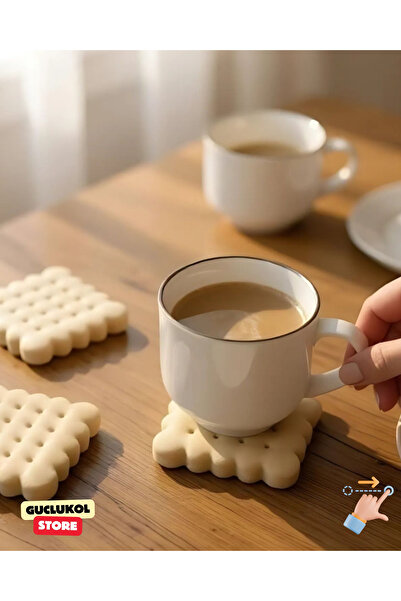 GÜÇLÜKOL أكواب على شكل كوكيز 4 قطع |   قاعدة سطح المكتب أنيقة وممتعة
