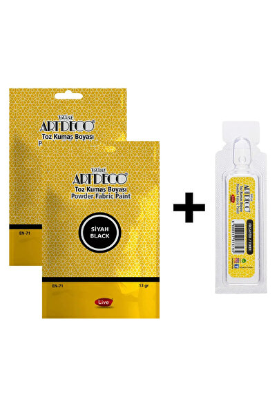 Artdeco Toz Kumaş Boyası Siyah 2 Paket + Fiksatör Sabitleyici 1 Paket