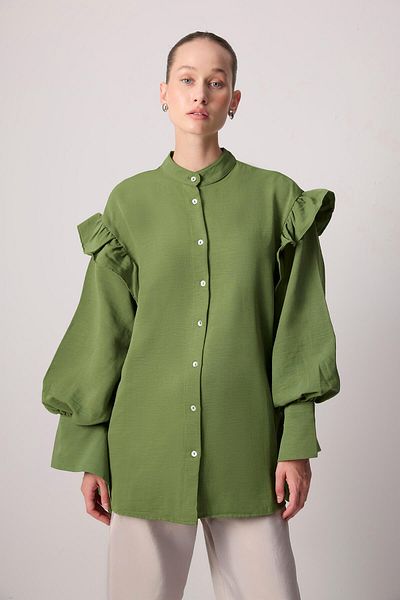 Touché Privé Linen Textured Ruffle Shirt