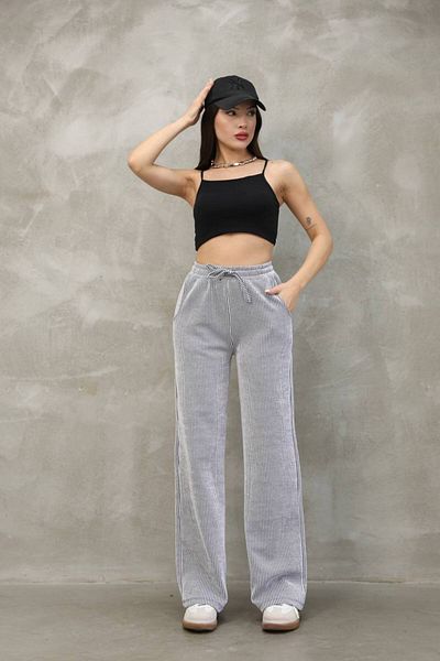SUN STYLE PANTALON SUYOLU CU MODEL DE DRESĂ BURGU BURGU TAILĂ ELASTICĂ