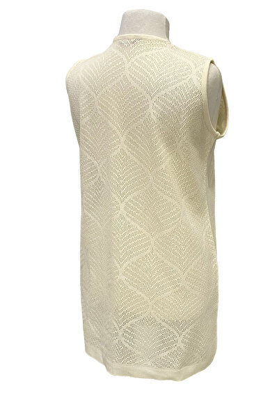 Giyinen Mağazaları Cream Shura V-Neck Buttoned Double Pocket Mercerized Vest