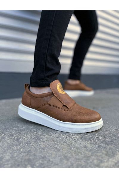 Joy Ayakkabı Jy161 Hippo Laceless Skin Men's Casual Sneaker Shoes Cbt - Tan