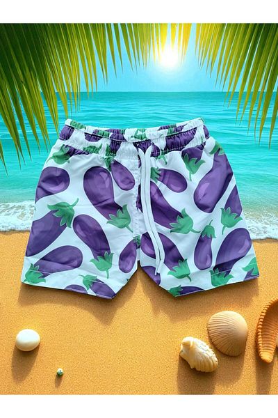 MİLAYS LİFE HOME COLLECTİON Pantaloni scurți pentru băieți, cu imprimeu colorat, cu șireturi, cu plasă de plasă în interior, pentru mare și piscină