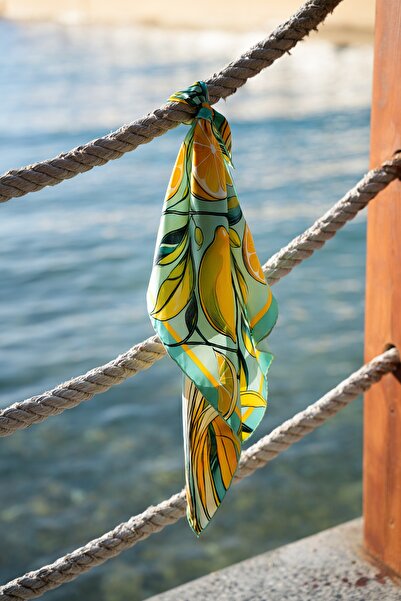 Velouté Lemon Daze 100% Silk Satin Women's Scarf