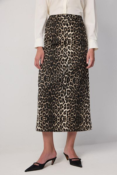 Touché Privé Leopard Patterned Gabardine Skirt