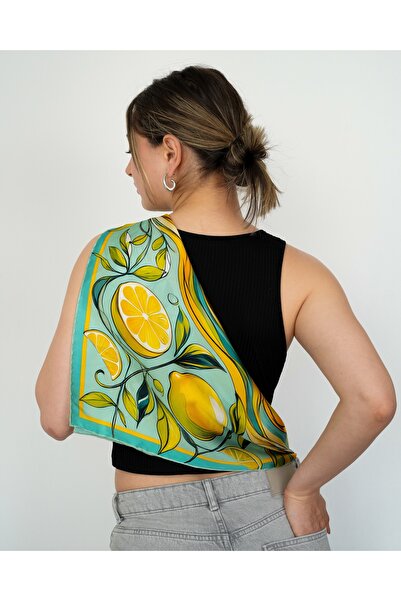 Velouté Lemon Daze 100% Silk Satin Women's Scarf