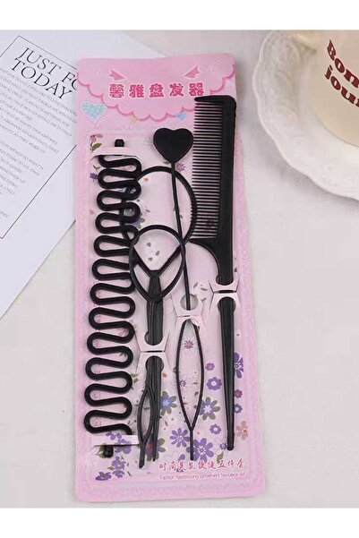 Eva Rose Kadın 5li Siyah Renk Saç Topuz Ve Örgü Aparatı