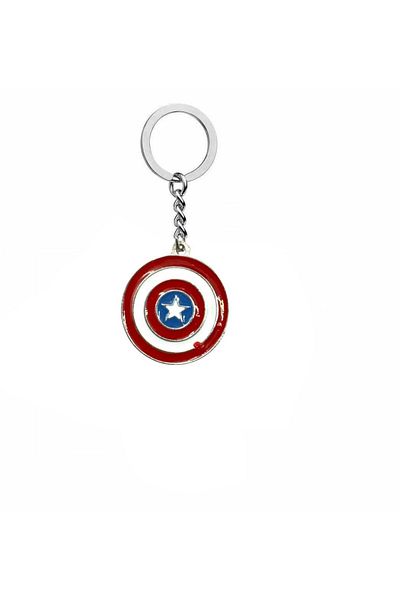 Herşey Nota Captain America Starry Shield Figured Unisex Keychain – Portable Icon of Power and Loyalty