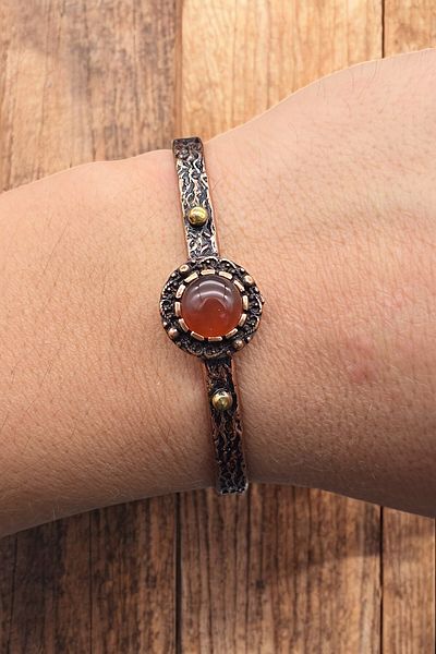 NBS Beautiful Naturel Stones Copper Agate Pure Bracelet Adjustable (Evil Eye, Protection) Antique Design (Gift, Daily)