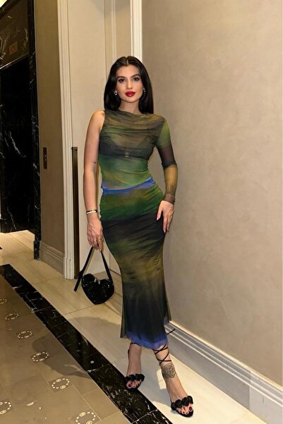 WeShaya بدلة نسائية من الليكرا بأكمام طويلة ورقبة دائرية متعددة الأنماط