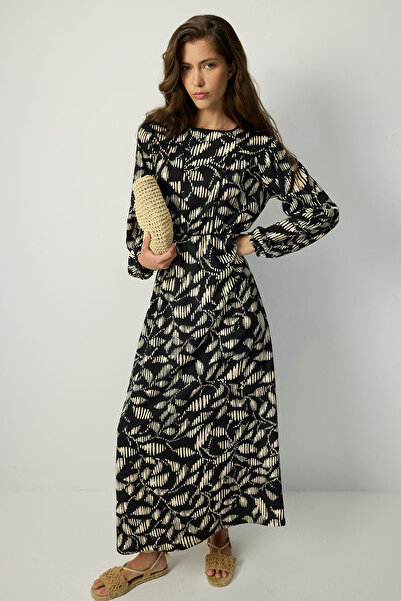 Touché Privé BELİ LASTİKLİ DESENLİ ELBİSE