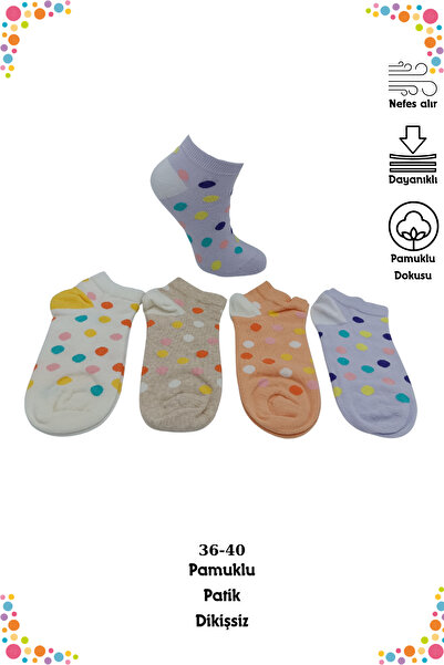 stellare Șosete de damă din bumbac, cu buline, colorate, din 4 piese, de cali...