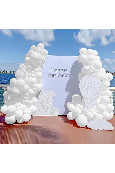 MACK PLUS 10’lu Pastel Beyaz Balon Seti – 12 inç | Sade ve Zarif Parti Balonları
