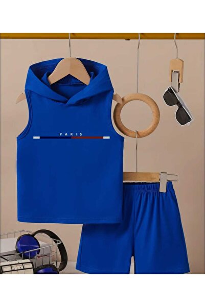 VESTIR BIEN Set confortabil pentru copii, cu imprimeu Paris, cu glugă și bretele