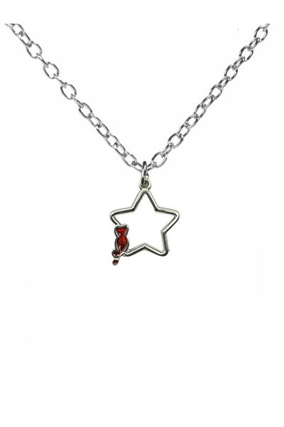 Herşey Nota Unisex Necklace with Red Star Detailed Cat Figure – Vibrant and Stylish Design