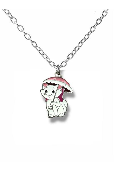 Herşey Nota Gatinha Marie Unisex Necklace with Umbrella Figure – Cute and Elegant Rain Theme