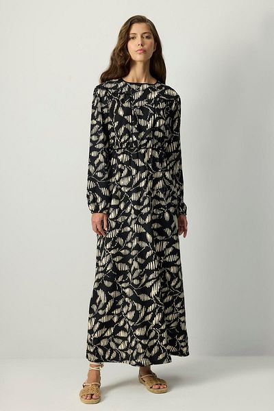 Touché Privé Patterned Dress with Elastic Belt