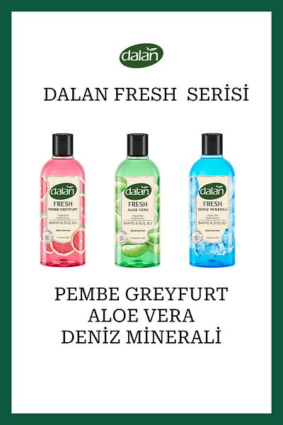 Dalan Fresh Series Shower Gel 500ml X 3 (Pink Grapefruit-Aloe Vera-Marine Mineral)