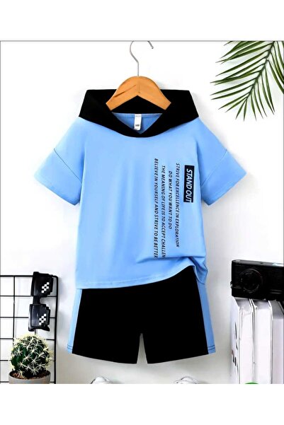 VESTIR BIEN Set confortabil pentru copii, cu glugă imprimată, albastru bebelu...