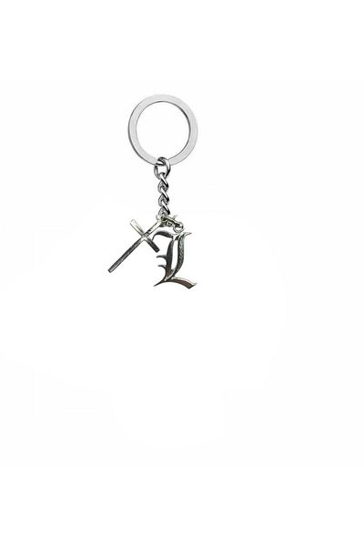 Herşey Nota Death Note L Figured & Cross Symbol Unisex Keychain – Mysterious and Meaningful Daily Accessory