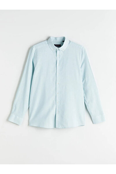 LC Waikiki Lcw Vision Turquoise Slim Fit Long Sleeve Dobby Men's Shirt