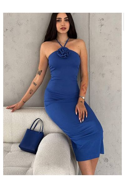hipnoz butik Collar Rose Detail Midi Length Camisole Dress