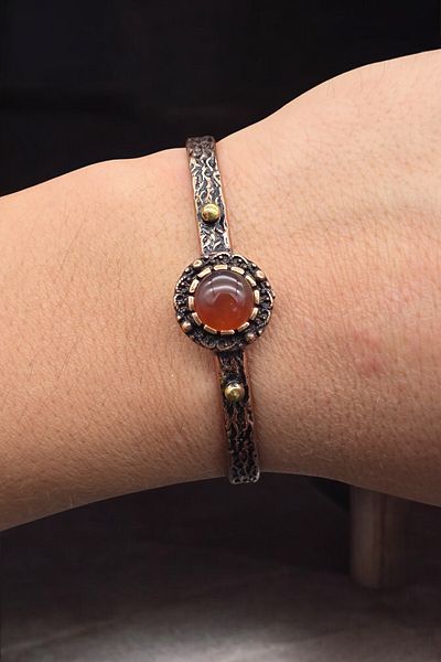NBS Beautiful Naturel Stones Copper Agate Pure Bracelet Adjustable (Evil Eye, Protection) Antique Design (Gift, Daily)