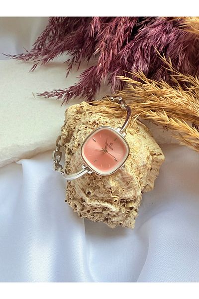 TD TRENDDURAGI Vintage Square Silver Inside Pink Women Wrist Watch
