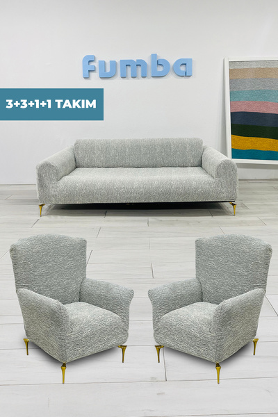 FUMBA HOME Jakar Kumaş Koltuk Örtüsü Takımı 3+3+1+1