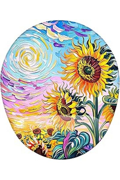 Mu Art Ahşap Van Gogh Themed Moon Flowers Mouse Pad