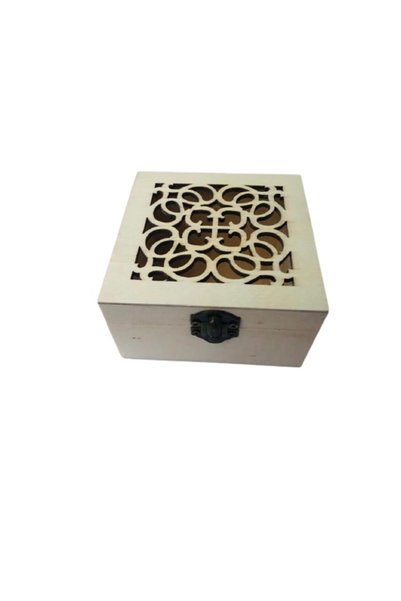 OEM Cutie pătrată din lemn, goală, model perforat, 9cm x 9cm