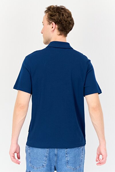 Vince Camuto Men Regular Fit Solid Quarter Zip Short Sleeves Polo Shirt, Teal Blue