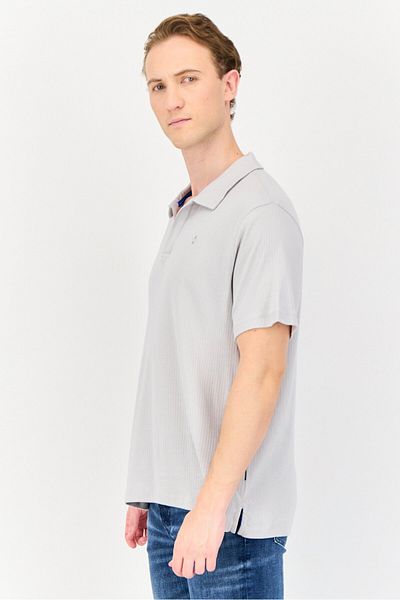 Vince Camuto Men Regular Fit Embroidered Short Sleeves Polo Shirt, Light Grey