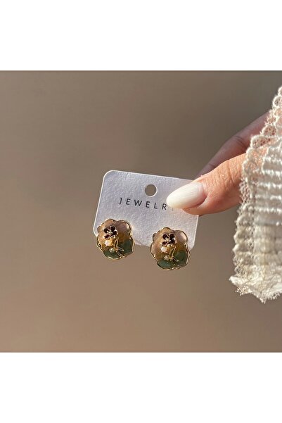 Vintagezegeni Kırmızı Çiçek Sanat Küpesi