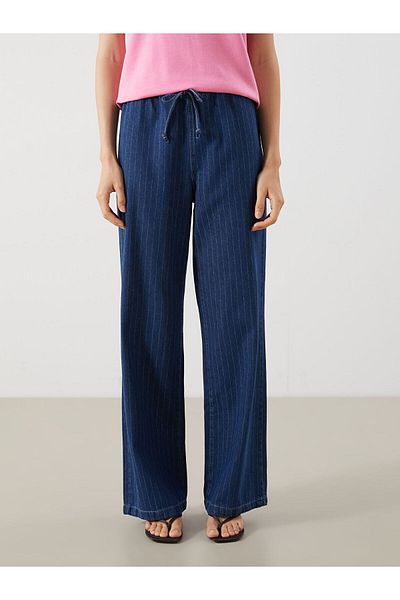 LC Waikiki Pantaloni de damă din denim cu talie elastică, cu dungi late