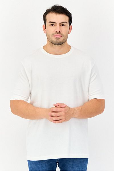 English Laundry Men Crew Neck Short Sleeves Solid T-Shirt, White
