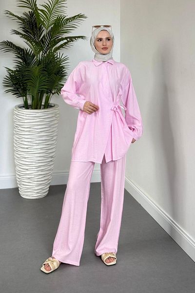 MERVEN AKYÜZ Narss Buttoned Pants Suit Candy Pink