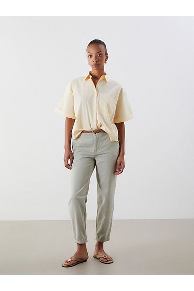 LC Waikiki Pantaloni de damă Carrot Fit cu centură în talie