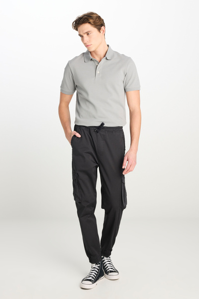 Lee Regular Fit Normal Kesim Ribanalı Paça Kargo Cepli Antrasit Jogger Pantolon