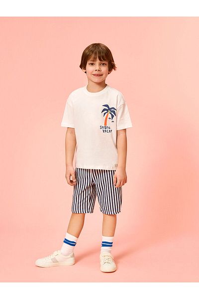 LC Waikiki Crew Neck Printed Boys' T-Shirts and Shorts 2-Piece