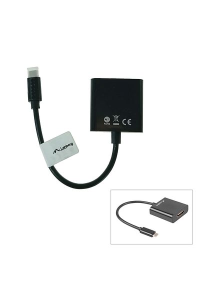 Lanberg USB-C male to HDMI female adapter, Lanberg 41848, USB 3.1 gen.1 interface, FHD, 2.7Gbps, 15cm cable