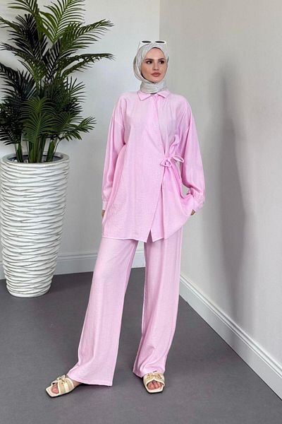 MERVEN AKYÜZ Narss Buttoned Pants Suit Candy Pink