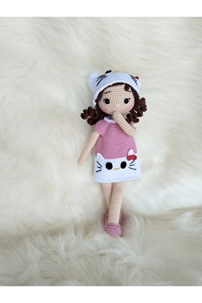 YUSUF TOKTAS TOYS CITY Toyscity Hello Kitty Kostümlü Kız Amigurumi Örgü Oyuncak