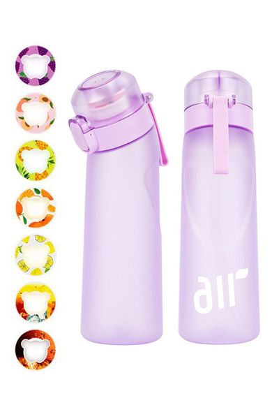 Choice 0.8L Lightpurple 1pc Air Water Bottle With 1pc Random Flavor Pods Portable Transparent With Straw Le