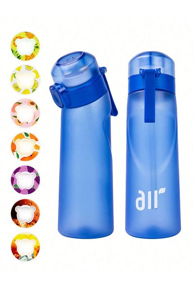 Choice 0.8L Darkblue 1pc Air Water Bottle With 1pc Random Flavor Pods Portable Transparent With Straw Leak