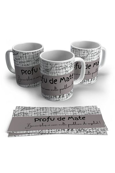 OEM Cana pentru Profu de Mate, Model1, interior si toarta alba, ceramica, 330ml